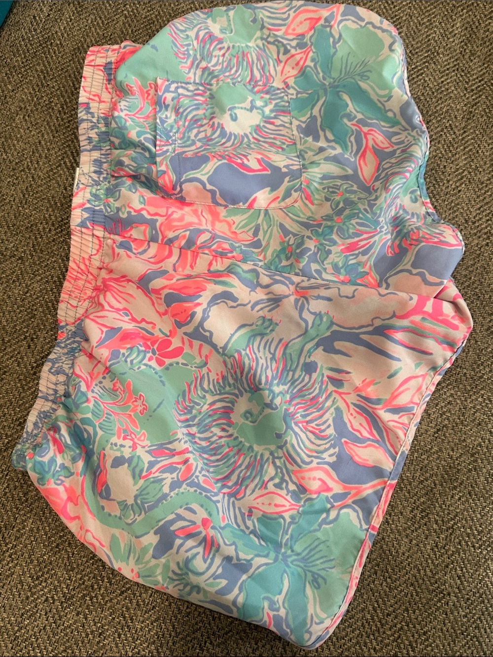 Lively Floral Print Women's Shorts - Pink/Blue - Picture 4 of 4